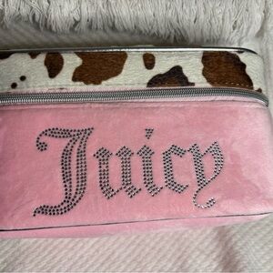Juicy Couture Pink and Cow Print Cosmetic Case